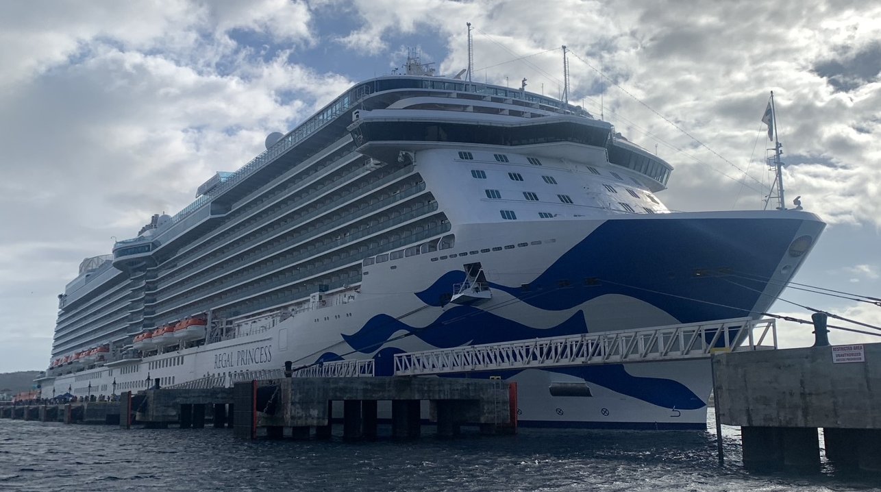 A cruise ship dockside in the Caribbean